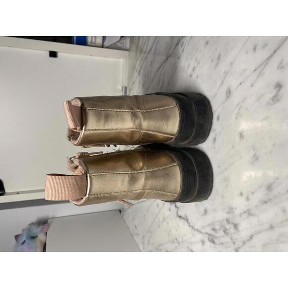 H&M toddler girls metallic pink combat boots size 9 - Picture 2 of 5
